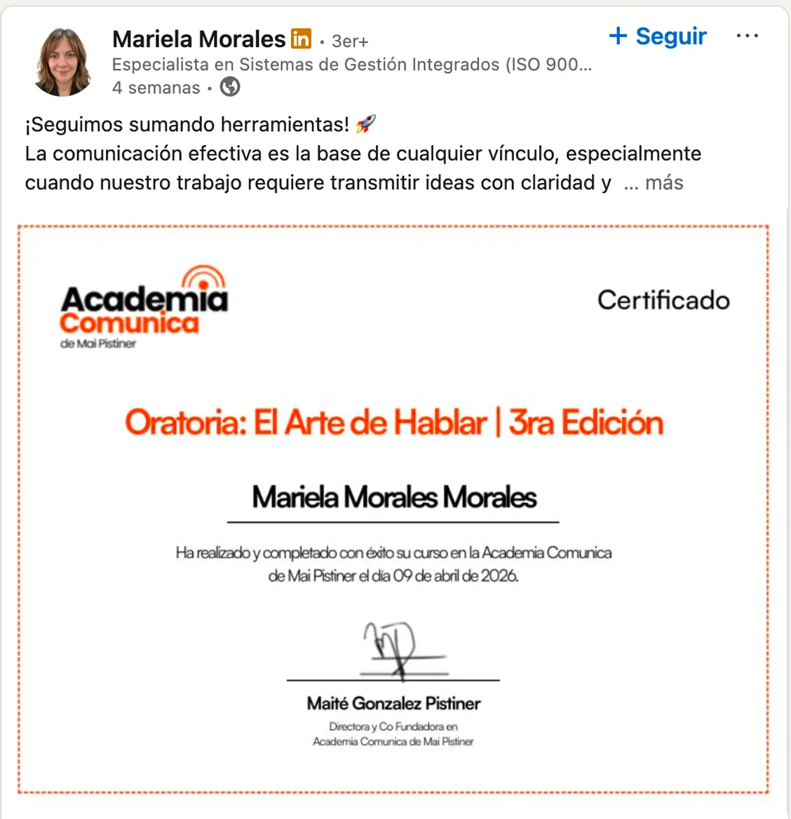 Certificado del Curso de Storytelling y Copywriting